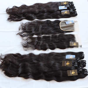 Mèches de cheveux humains vierges indiens bruts de Grade 11a avec fermeture en dentelle, cuticule brésilienne vierge alignée, vente en gros - Product Image 1