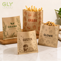 Sacs à sandwich en papier kraft imprimés sur mesure GLY PACK, résistants à la graisse, avec doublure en cire de qualité alimentaire, pour emballages de burgers, frites et plats à emporter