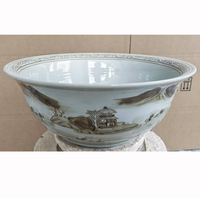 Grands bols en céramique chinois anciens faits à la main, motif paysage rouge et blanc, pour la décoration de mariage et de la maison