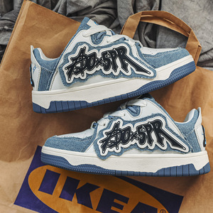 <span class=keywords><strong>Zapatillas</strong></span> de Skateboard con Cordones, Estilo Coreano, Casuales, para Senderismo, con Letras, para Estudiantes y Parejas, Modernas y Geniales - Product Image 1