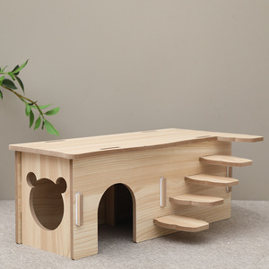 Juguete para Hámster, Casa de Madera Sostenible, Ecológica, Fácil de Limpiar, Multifuncional, Laberinto de Múltiples Habitaciones, Escalera, Casa de Dos Habitaciones con Forma de Árbol - Product Image 2