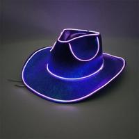 Sombrero de Vaquero/Vaquera de Plástico con Luces LED de Neón Personalizadas con Logotipo, Lentejuelas, Luces Intermitentes, Recuerdos para Fiestas, Bodas, Festividades