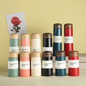 Hot Selling 304 Stainless Steel <strong>Vacuum</strong> Mini <strong>Flask</strong> <strong>with</strong> Wood Grain Lid and Tea <strong>Strainer</strong> Travel Insulated Thermal Coffee Cup - Product Image 2