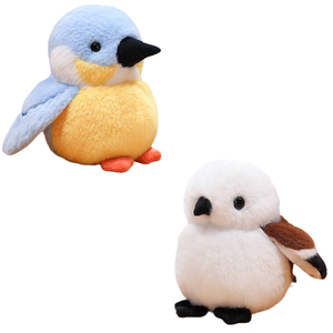 Peluche di Uccelli Pastello Morbidi, Nappole Blu-Gialle e Passeri Bianchi, Giocattoli Soffici per Decorazione Tavolo Camera da Letto - Product Image 1