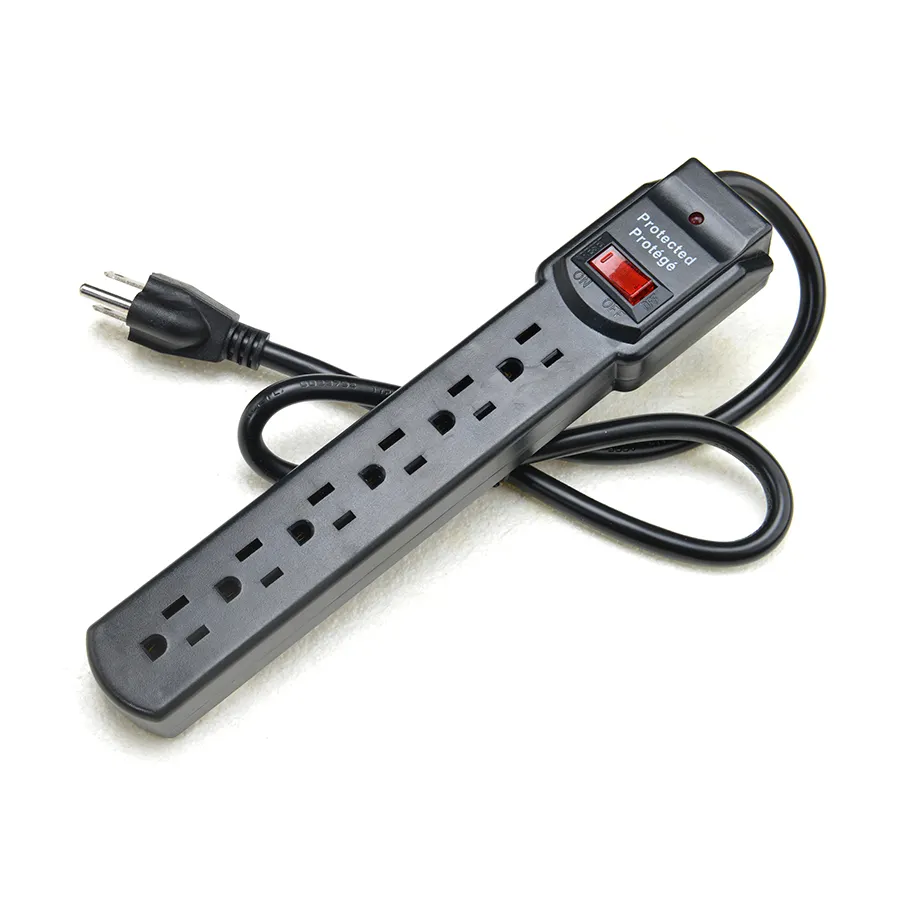 Factory stock clearance 6 Outlet Power Strip for Home Appliance with 2.5 Feet ETL power socket extension