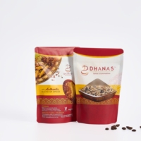 Sachet d'emballage souple en plastique personnalisé pour épices et condiments de qualité alimentaire avec fenêtre transparente, type stand-up