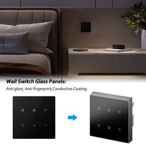 Bảng điều khiển kính đen hun khói 3mm siêu mỏng với các biểu tượng ẩn cho ánh sáng phòng ngủ khách sạn hiện đại và công tắc cảm ứng vô hình - Product Image 5