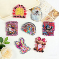 Badge personnalisable en acrylique en poudre Kovict, série animale et santé anglaise, avec languette de traction, accessoire pour étiquette nominative DIY