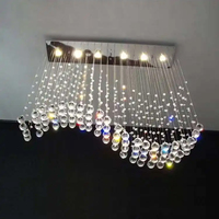 Grand éclairage de luxe de haute qualité Salle à manger rectangulaire K9 Cristal Spirale Goutte de pluie Lustre à led moderne Suspension