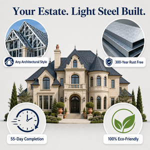 <span class=keywords><strong>Casa</strong></span> Prefabricada de Acero Ligero de Montaje Rápido y Personalizable, Estilo Moderno de Mansión <span class=keywords><strong>Tudor</strong></span>, para Vivienda en Propiedades Rurales Privadas - Product Image 4