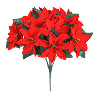 Dekorasi Adegan Buket Bunga Sutra Buatan Natal Semi-buatan Tangan Gaya Modern Poinsettia Dekorasi Rumah Grosir
