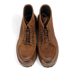 Men's Work Boots Round Toe Oil-waxed Suede Thick-soled <b>Rubber</b> Outsole Water Resistant Hunting Boots Brown <b>Matte</b> - Product Image 2