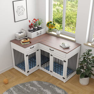 Toptan büyük köşe l-şekil beyaz ahşap evcil hayvan kafesi sürdürülebilir kapalı köpekler için TV standı mobilya demir ev oturma odası için - Product Image 1