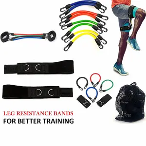 custom logo running speed bands agility strength sprint training vertical leg resistance training jump trainer with foot straps