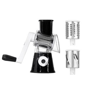 Râpe rotative professionnelle 3-en-1 sûre, trancheuse manuelle de légumes avec 3 lames en acier inoxydable, coupe-juliennes à manivelle, moulin à noix - Product Image 2