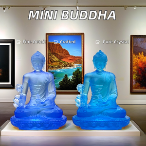 Statue miniature en cristal <span class=keywords><strong>de</strong></span> Liuli <span class=keywords><strong>de</strong></span> <span class=keywords><strong>Bouddha</strong></span> Médecin <span class=keywords><strong>de</strong></span> 3,14 pouces, faite à la main, moulage à la cire perdue, trône <span class=keywords><strong>de</strong></span> lotus - Product Image 4