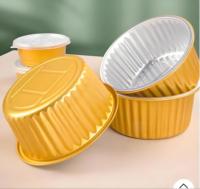 Boîte d'emballage jetable en aluminium doré ronde et étanche pour mousse et pouding