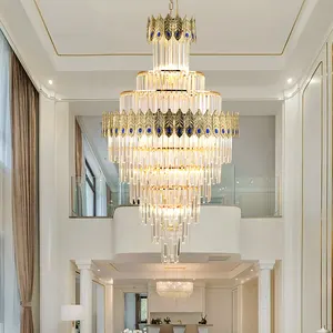Moderne große K9 Kristall-Halle Luxus-Leuchte-Innenraum-Villa Gold Hotel Bankett Treppen Dekoration Kronleuchter
