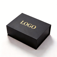 Boîte cadeau en papier rigide magnétique pliable noire avec logo personnalisé, boîte d'emballage en carton magnétique pour emballage cadeau de luxe
