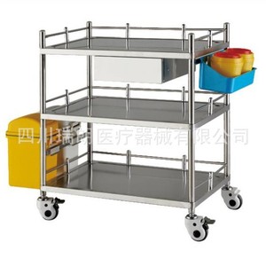 Chariot de rangement mobile en acier inoxydable Sichuan Ruilang 600x450x850mm à deux ou trois niveaux, chariot d'hôpital - Product Image 2