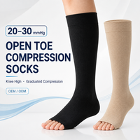 Chaussettes de compression médicales 20-30 mmHg à bout ouvert, hauteur genou, à compression graduée pour femmes et hommes, OEM, marque privée