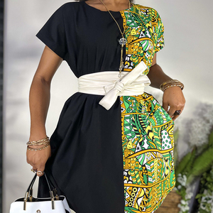 Robe Courte Ample en <span class=keywords><strong>Wax</strong></span> Africain, Imprimés Mixtes 100 % Coton, Vêtements Femme Tendance - Product Image 3