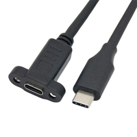 Câble de montage sur panneau USB 3.1 Type-C mâle à femelle avec rallonge à vis Câble de chargement de données isolé PVC/Nylon/PTFE