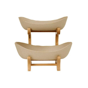 2 Tier Ciotola di Frutta di Bambù di Ceramica di Scarico Piatto di Frutta Tavolo <span class=keywords><strong>Da</strong></span> Tè Decorazione Cesto Di Frutta Titolare - Product Image 1