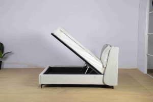 <span class=keywords><strong>Letto</strong></span> Moderno con Contenitore e Sistema di Sollevamento Idraulico, Struttura in Legno Rivestita, Grigio Scuro - Ecologico e Salvaspazio - Product Image 5
