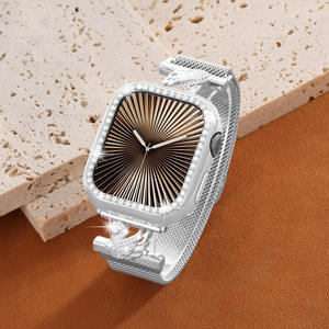 Bracelet de montre magnétique Loshi de luxe pour femme, 20mm/22mm, style Milan, avec diamants Swan et fonction respirante, pour Apple Watch 10 - Product Image 3