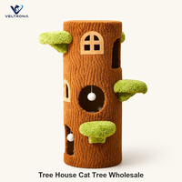 Arbre à chat en forme de maison d'arbre avec plateformes en peluche et nid, tour griffoir pour chats d'intérieur, plusieurs tailles