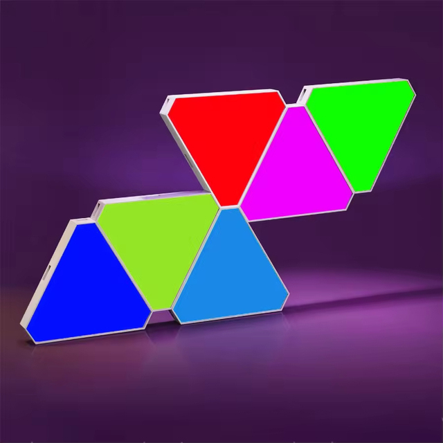 5V USB Powered Smart RGBIC Triangle Wall Ambient Lights for Bedroom Gaming Room Music Sync Modular RGB Triangle LED Panels