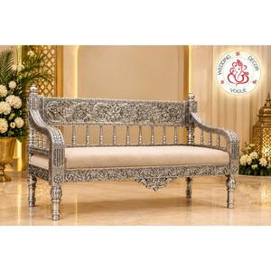 Proveedor Indio de Sofá Seccional de Madera Blanca Vintage, Juego de Muebles de Ratán para Sala de Estar, Decoración de Interiores para el Hogar - Product Image 1