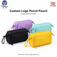 Pochette à crayons grande capacité avec logo personnalisé, multi-compartiments, fermeture éclair, étui à stylos, sac de papeterie promotionnel en gros pour l'école et le bureau