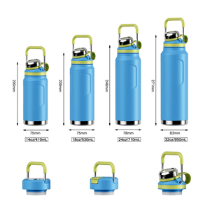 Wholesale Stainless Steel Reusable Vacuum <b>Insulated</b> Wide Mouth Sports Bottle <b>Flask</b> Handle Multiple Lids Convenient for Outdoor - Product Image 2
