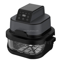 Friteuse à air chaud 4L+1.5L avec cuve en verre, sans huile, 1500W, double panier, avec fenêtre de visualisation et conception de rangement empilable pour gagner de la place