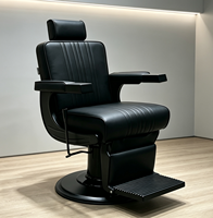 Chaise de Barbier Ergonomique Professionnelle Haut de Gamme avec Appui-tête Réglable et Repose-pieds Pliable