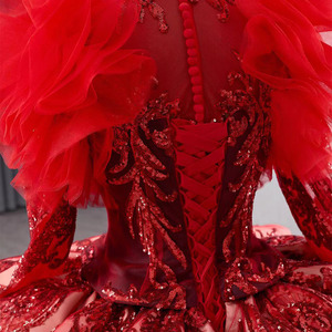 Jancember 241133 Chic rouge musulman paillettes robe de bal robes de soirée pour la fête - Product Image 5