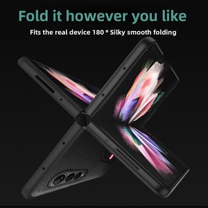 เคสโทรศัพท์ Huanmin สำหรับ Samsung Galaxy Z Fold ลด 60% เคสแบบพับได้สองหน้าจอ พร้อมช่องใส่การ์ดคู่ และฝาปิดหนัง - Product Image 2