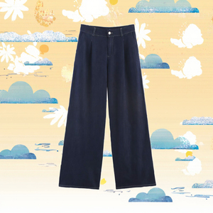 PB&ZA Femme 2025 – Jean décontracté d'été, taille haute, coupe droite, jambe large, en denim délavé uni - Product Image 3