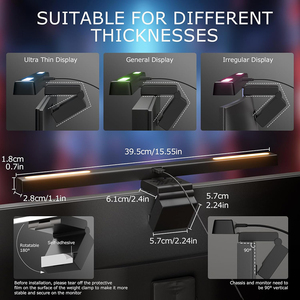 Space Saving Desk Lamp Dual Light Screen Light Bar with RGB Backlight for Gaming Working - Product Image 4