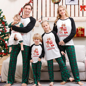 2023 verde Plaid vacaciones pijamas pantalones familiares Tops pijamas conjunto adultos niños bebé hombres mujeres familia Navidad <span class=keywords><strong>dormir</strong></span> pijama 1 Bu - Product Image 3