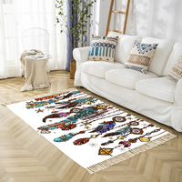 Tapis de style ethnique transfrontalier pour chambre et salon, tapis de chevet à pompons, tissé, décoration intérieure, lavable en machine