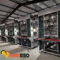 Cages de Poules Pondeuses en Batterie Agrieso Galvanisées à Chaud, 3/4 Niveaux, Type H avec Système de Collecte des Œufs et d'Évacuation du Fumier