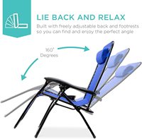 Chaise longue zéro gravité réglable, chaise inclinable de patio en fer pliable avec plateau porte-gobelets, pour piscine, plage, camping, salle de sport