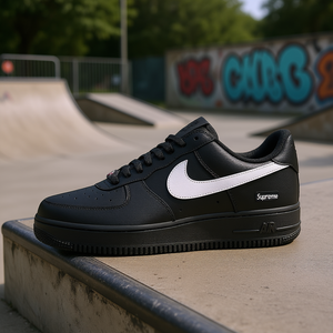 Zapatillas Nike Air Force 1 Low Top Skate negras de cuero genuino antideslizantes con cordones unisex informales de primavera - Product Image 2