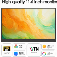 Moniteur portable double écran AHXJKA 11,6 pouces 1366x768 HD 60Hz USB-C, configuration triple écran avec un seul câble pour le travail et le jeu (Windows/Mac)