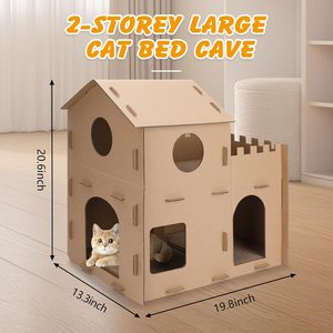 <span class=keywords><strong>Casa</strong></span> <span class=keywords><strong>de</strong></span> Cartón para Gatos, <span class=keywords><strong>de</strong></span> Múltiples Niveles, con Rascador, Cama y Escondite para Gatos <span class=keywords><strong>de</strong></span> Interior, Conejos y Mascotas Pequeñas - Product Image 3