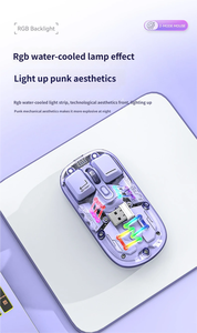 Souris sans fil 2.4G+BT avec bouton de silencieux pour le jeu, connexion double mode, design ergonomique, rétroéclairage RGB transparent en cristal - Product Image 5