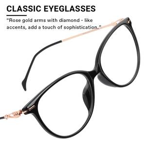 Cổ Điển Thời Trang Trọng Lượng Nhẹ Nhỏ Kim Cương Những Ngôi Đền Vàng Đen Phù Hợp Vòng Kim Loại Khung Quang Học - Product Image 5